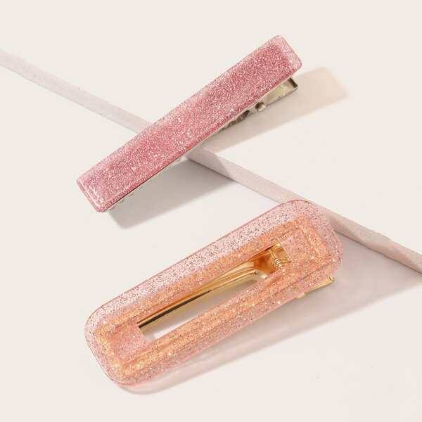 

2pcs Girls Glitter Hair Clip, Multicolor