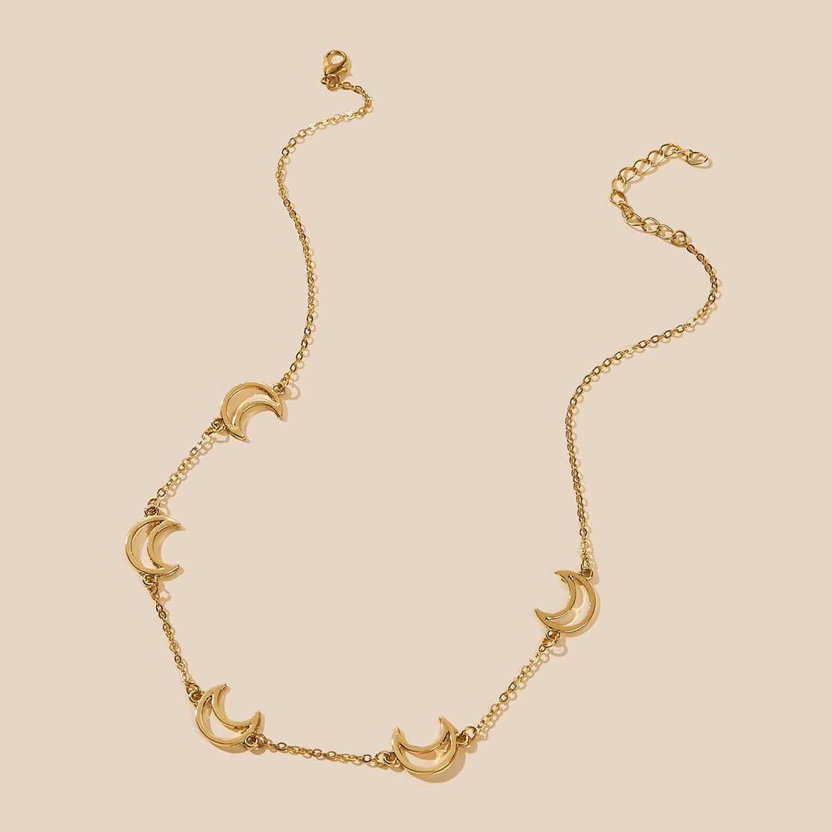 

1pc Moon Charm Chain Necklace, Gold