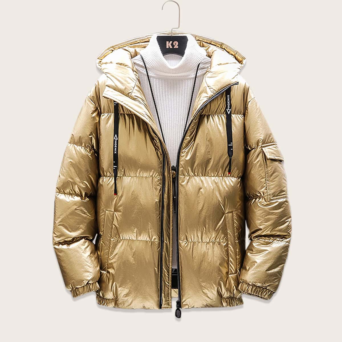 

Guys Drawstring Zip-up Padded Jacket, Gold