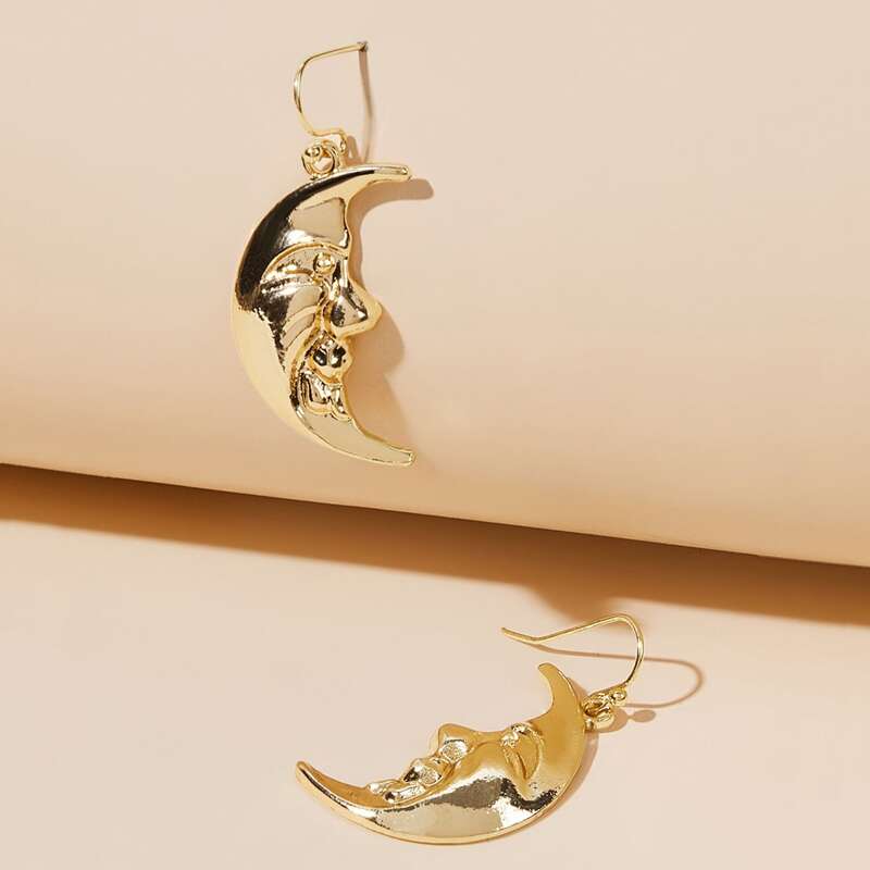 

1pair Moon Drop Earrings, Gold