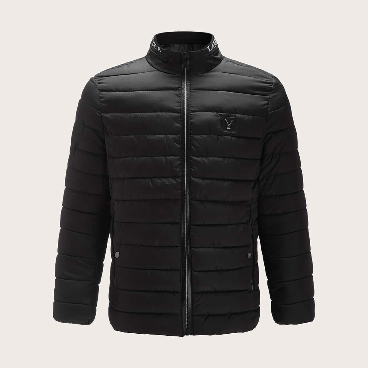 

Guys Patched Zip-up Padded Jacket, Black