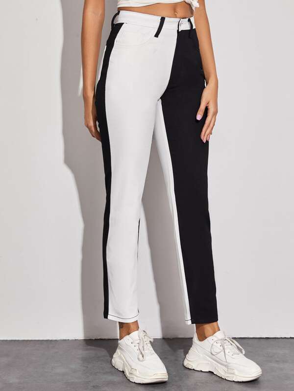 two tone jeans shein