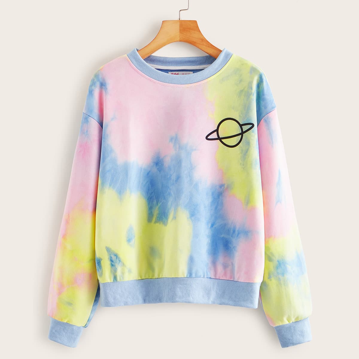 

Tie Dye Graphic Drop Shoulder Sweatshirt, Multicolor