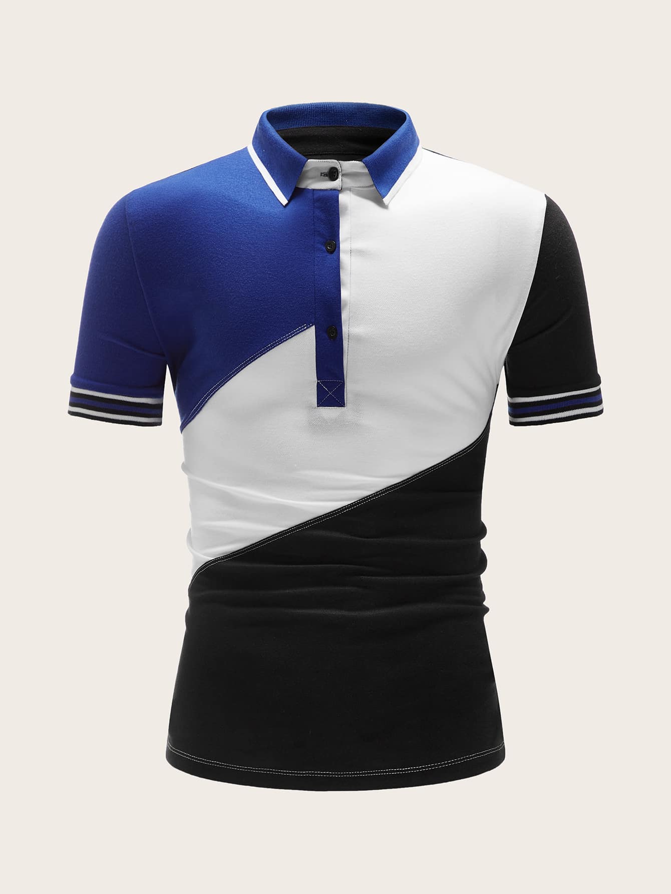 Camisa polo de hombres panel con costura | ROMWE Camisa polo de hombres con costura | ROMWE