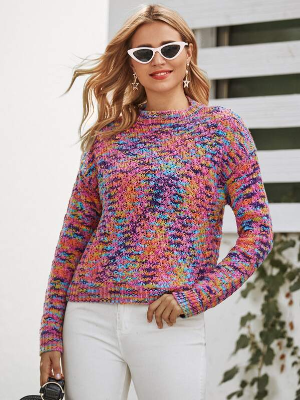 

Mock-Neck Rainbow Color Sweater, Multicolor, Valeriia