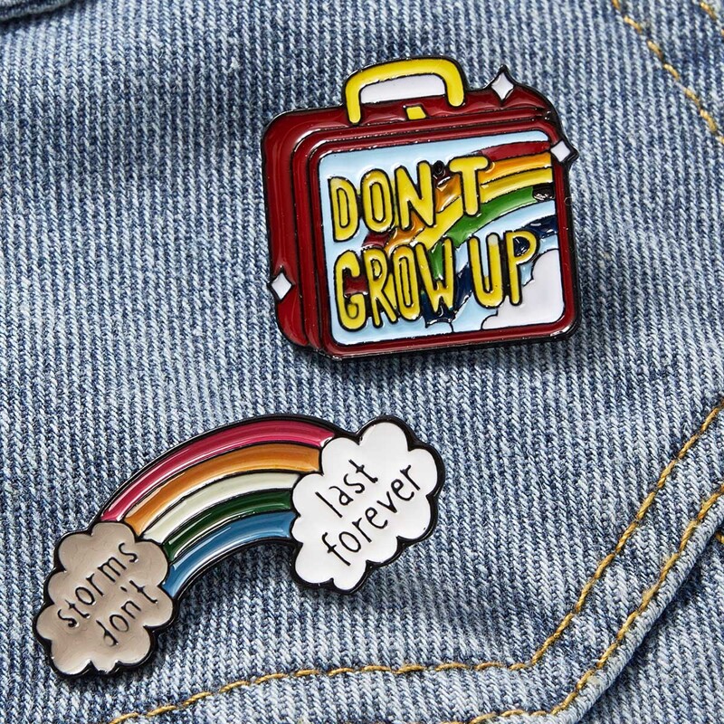 

2pcs Rainbow & Trunk Design Brooch, Multicolor