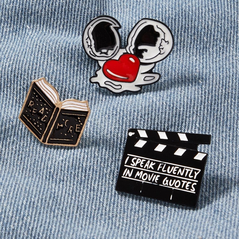 

3pcs Record Board & Book Design Brooch, Multicolor