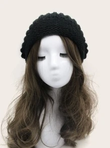 Solid Knit Beanie - Black - View 2