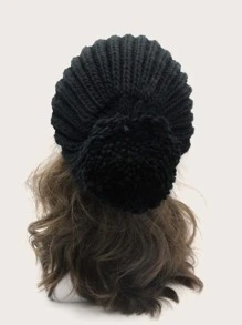 Solid Knit Beanie - Black - View 4