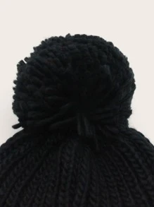 Solid Knit Beanie - Black - View 6