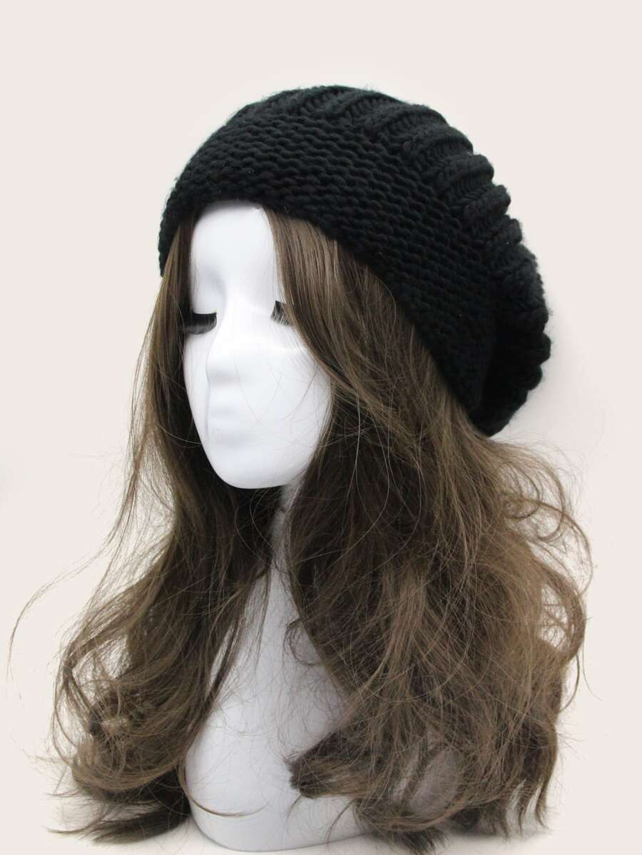 Solid Knit Beanie - Black - View 1