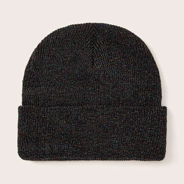 

Colorful Silk Knit Beanie, Black