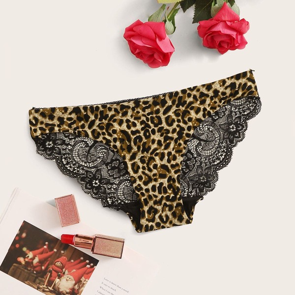 

Leopard Contrast Lace Brief, Multicolor