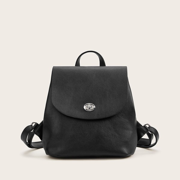 

Twist Lock Flap Backpack, Black