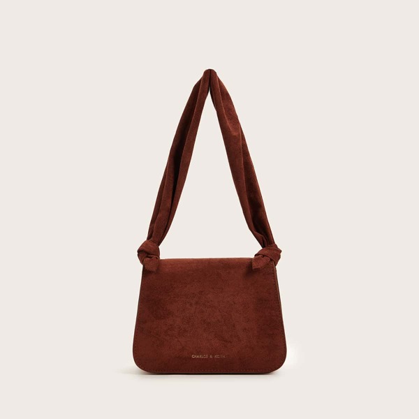 

Knotted Strap Suede Tote Bag, Brown