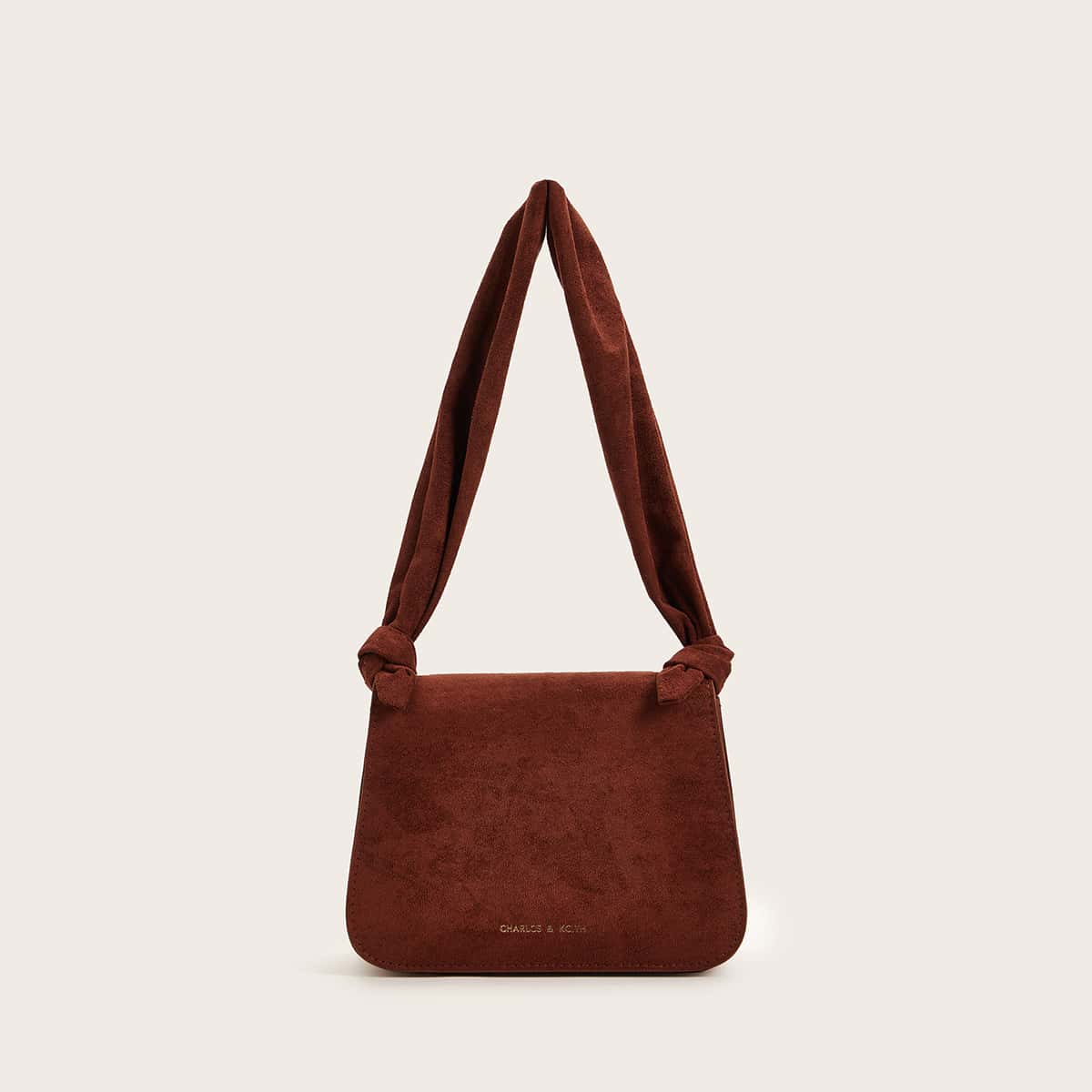 

Knotted Strap Suede Tote Bag, Brown