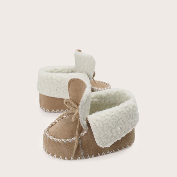 

Baby Girl Bow Tie Fuzzy Ankle Boots, Khaki