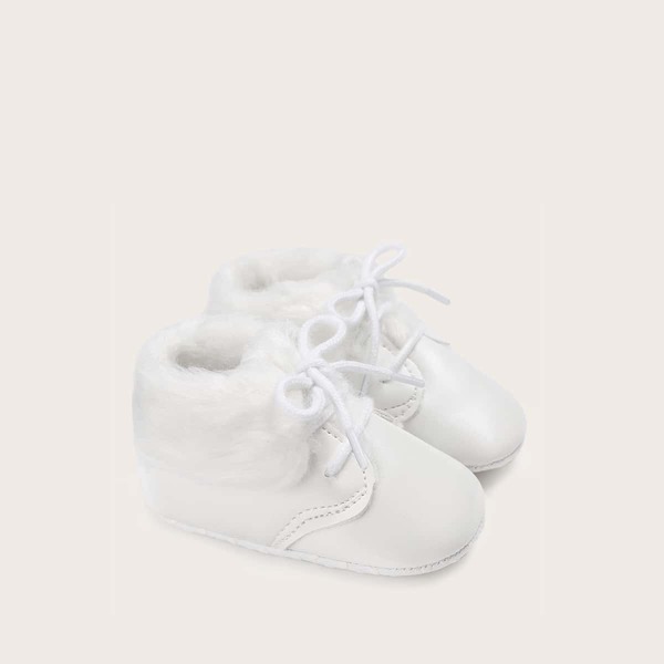 

Baby Girl Lace-up Faux Fur Ankle Boots, White