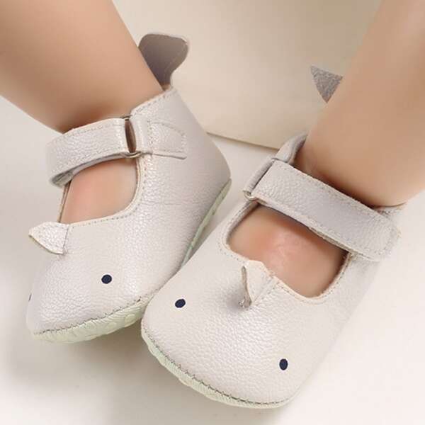 

Baby Girl Whale Design Velcro Strap Flats, Beige