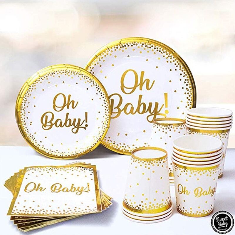 

10pcs Disposable Plate & 10pcs Paper Cup & 20pcs Napkins, Multicolor