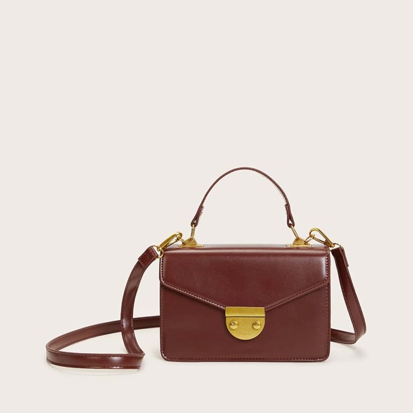 

Push Lock Satchel Bag, Brown