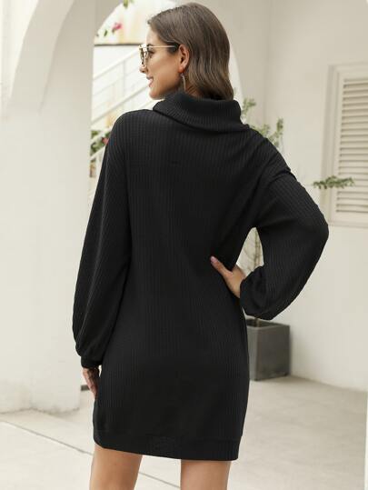 Robe pull unicolore avec col montant(sans sac de banane)