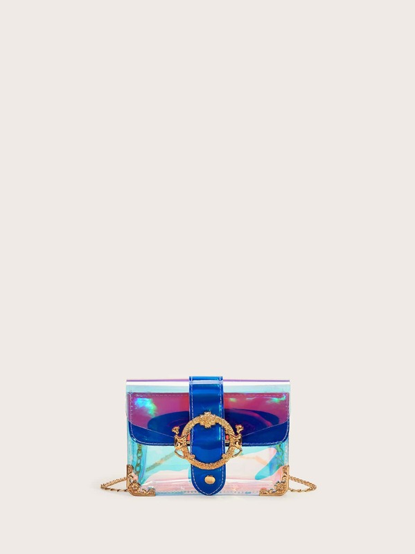 

Holographic Clear Chain Crossbody Bag, Multicolor
