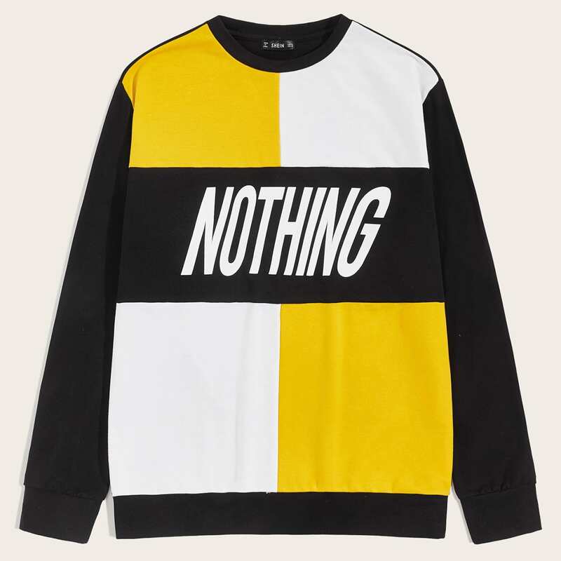 

Guys Letter Graphic Colorblock Pullover, Multicolor