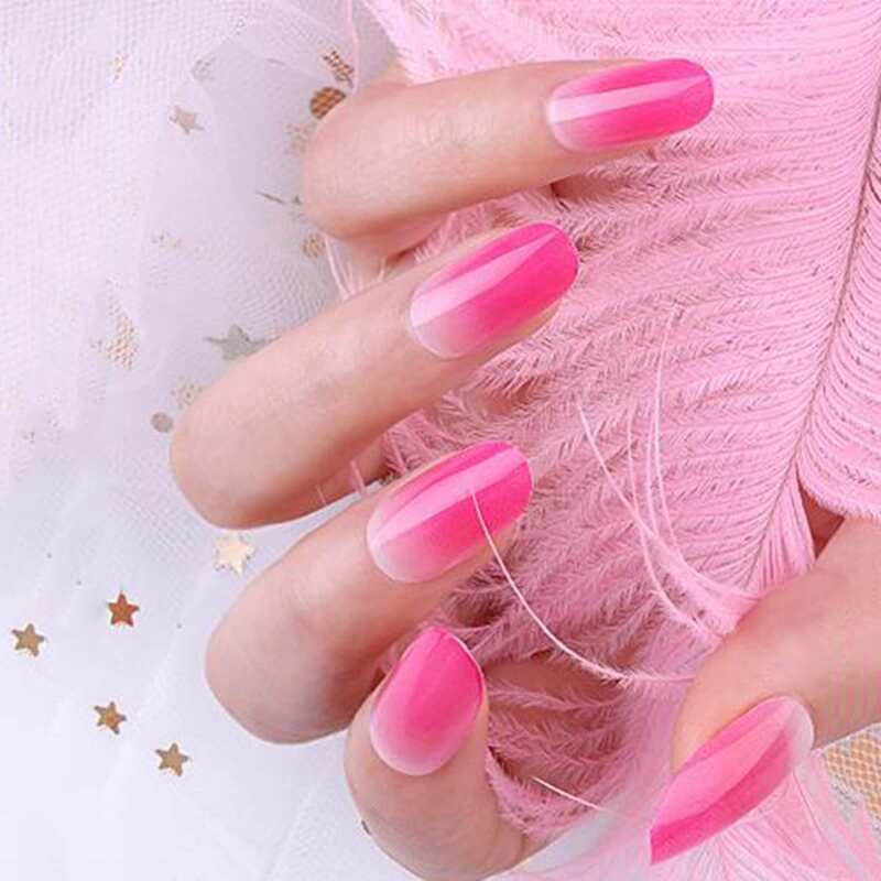 

24pcs Plain Fake Nail With 1sheet Tape, Hot pink