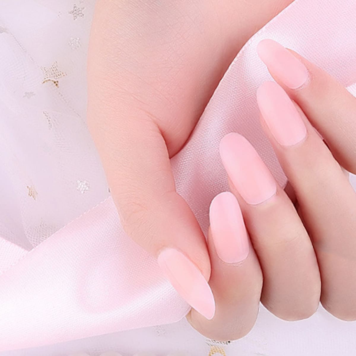 

24pcs Plain Fake Nail With 1sheet Tape, Pink