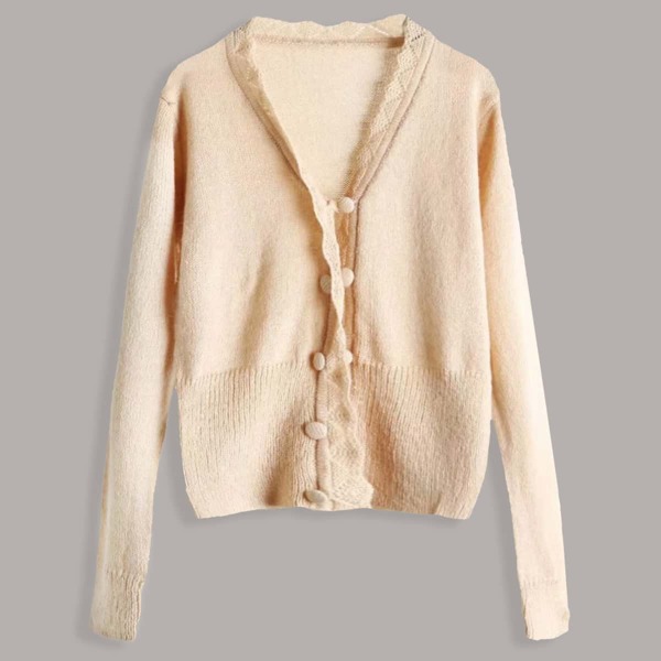 

V-neck Button Through Cardigan, Beige