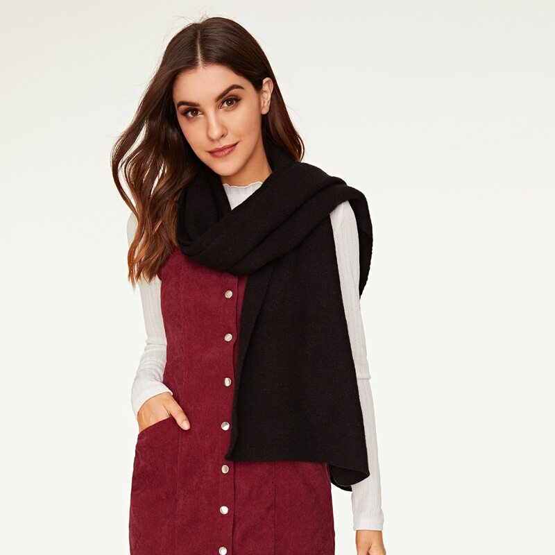 

Solid Knit Scarf, Black