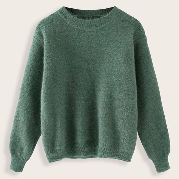 

Solid Drop Shoulder Sweater, Green