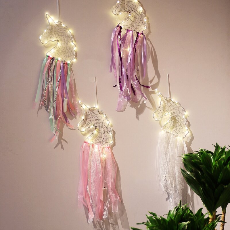 

1pc Unicorn Dream Catcher Hanging Decorative Light, Multicolor