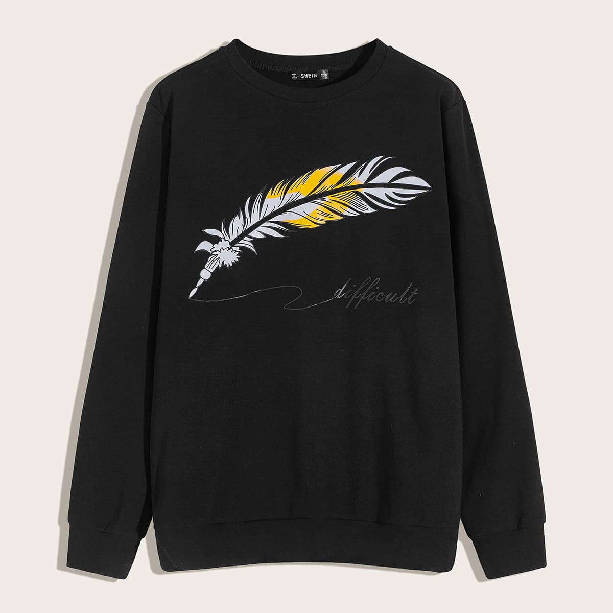 

Guys Tribal and Letter Graphic Pullover, Black