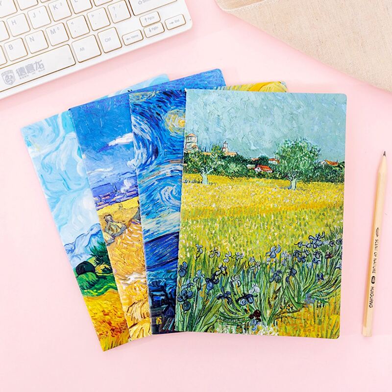 

4packs Oil Painting Cover Notebook, Black and white