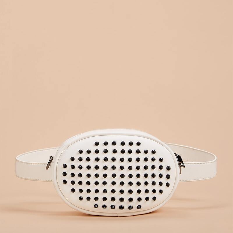 

Studded Decor Chain Crossbody Bag, White