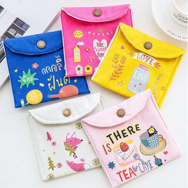

1pc Cartoon Graphic Sanitary Napkin Storage Bag, Multicolor