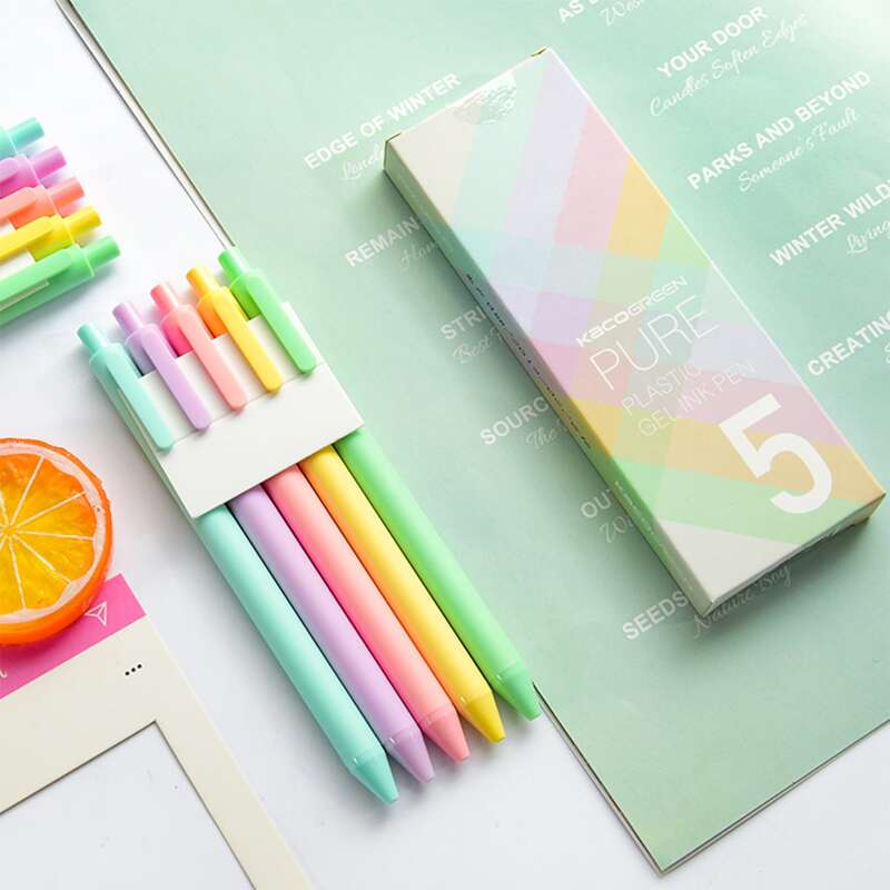 

5pcs Solid Color Plastic Press Gel Pen