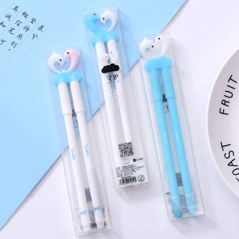 

2pcs Random Heart Dolphin Design Couple Gel Pen