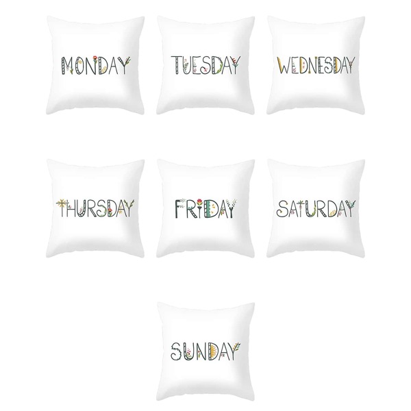 

1pc Cute Letter Graphic Cushion Cover, White