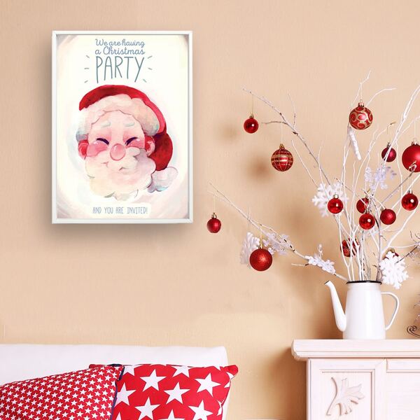 

Cartoon Santa Claus Wall Print Without Frame