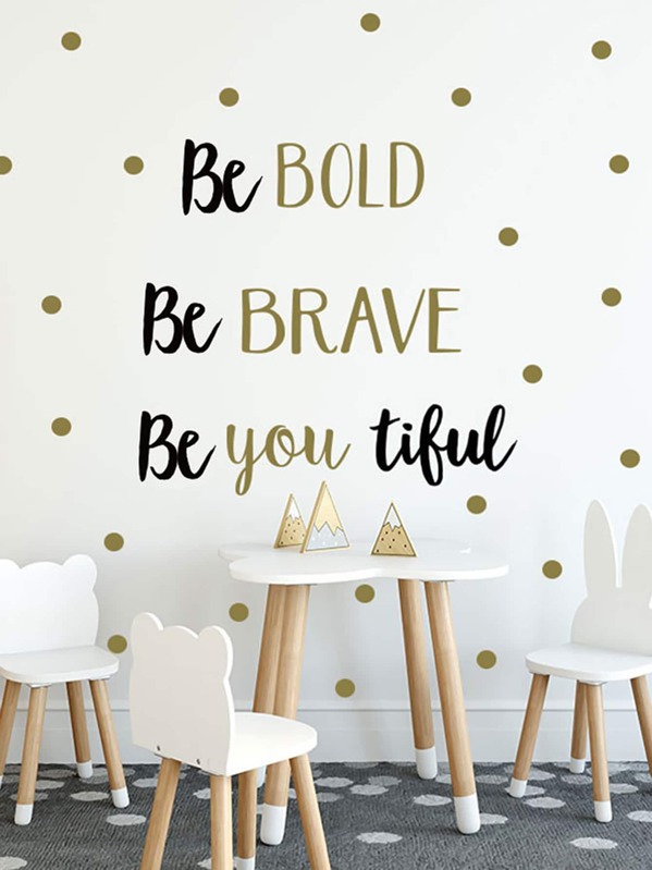 

Slogan & Polka Dot Print Wall Sticker