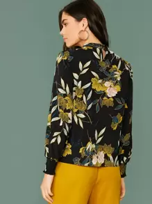 Mulvari Floral Print Mock Neck Top - Multicolor - View 2