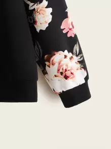 SHEIN LUNE Pullover de manga raglán con estampado floral