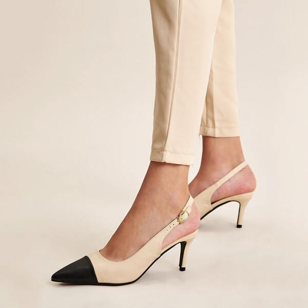 

Two Tone Slingback Heels, Apricot