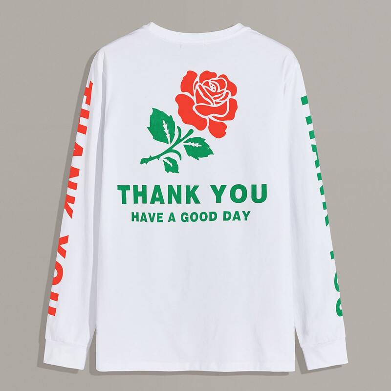 

Guys Floral & Slogan Graphic Tee, White