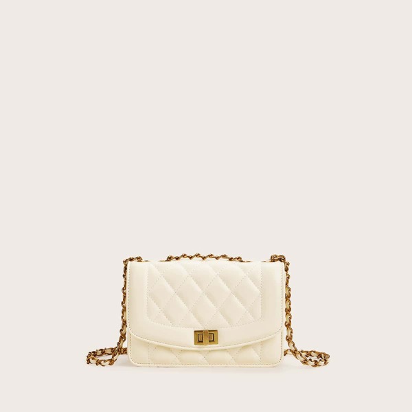 

Quilted Detail Twist Lock Crossbody Bag