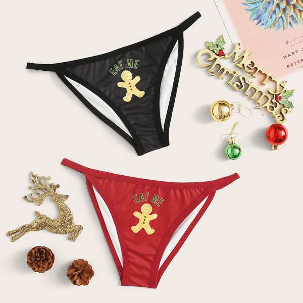 

2pack Cartoon Pattern Panty Set, Multicolor