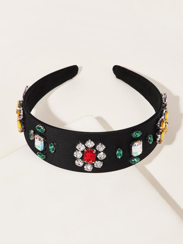 

Gemstone Decor Padded Headband, Black